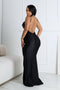 Nylon Ruched V-Neck Tank Maxi Dress